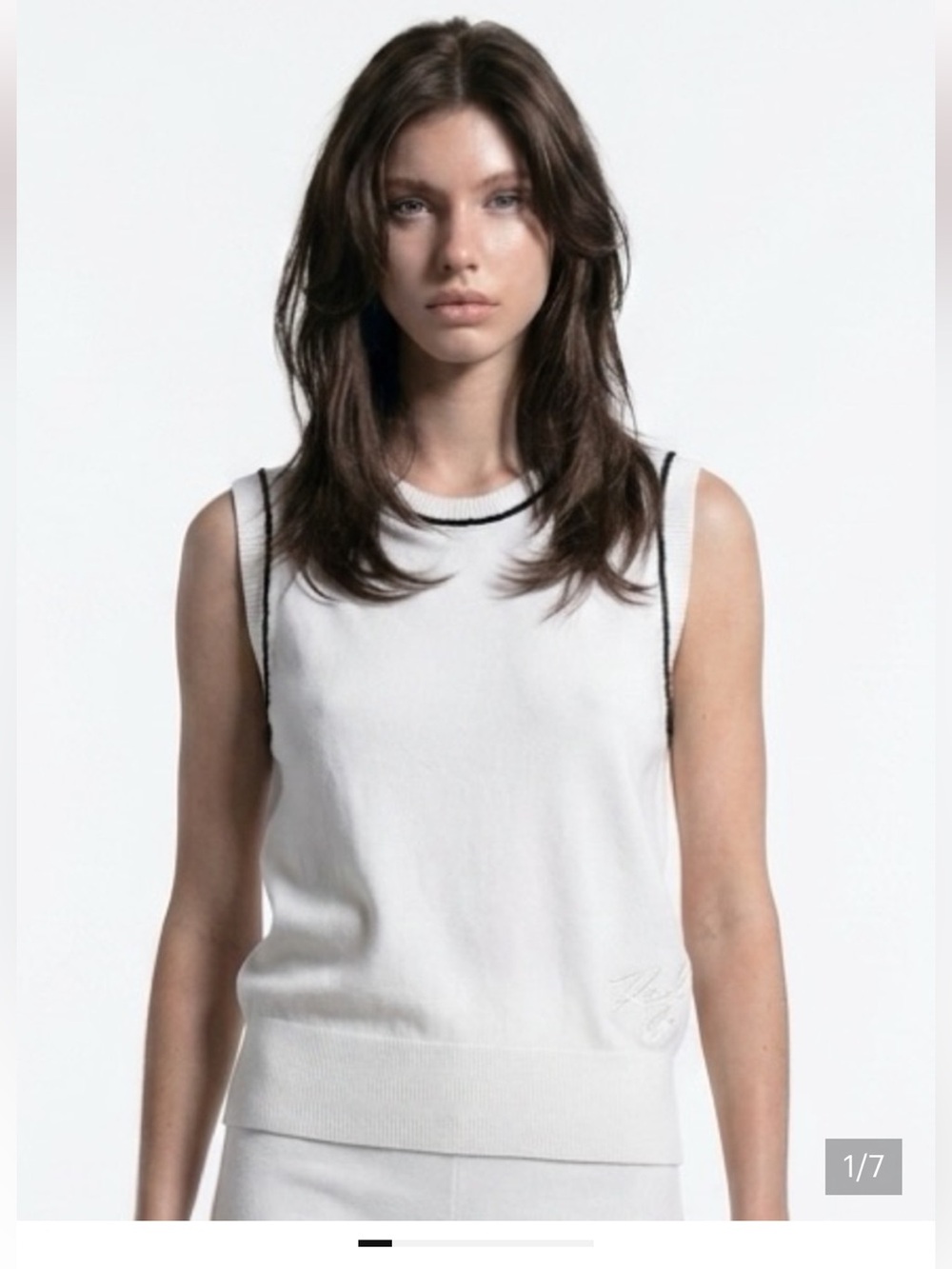 Karl Lagerfeld Paris Sleeveless White Knit Top - capsule wardrobe - layering